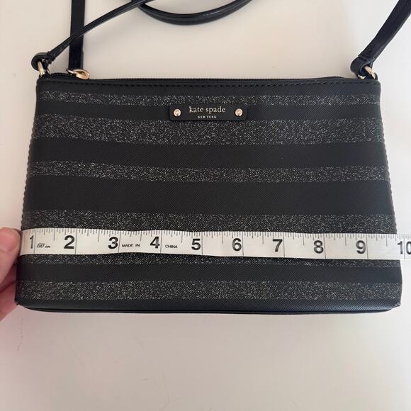 Kate Spade Haven Lane Ramey Crossbody Bag Black Glitter Stripes - Picture 3 of 7